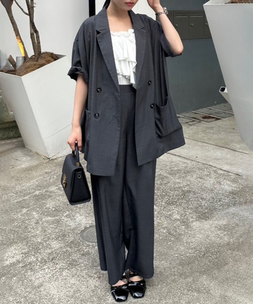 KH テーラードダブルジャケット ワイドパンツ セット M ブラック KH様