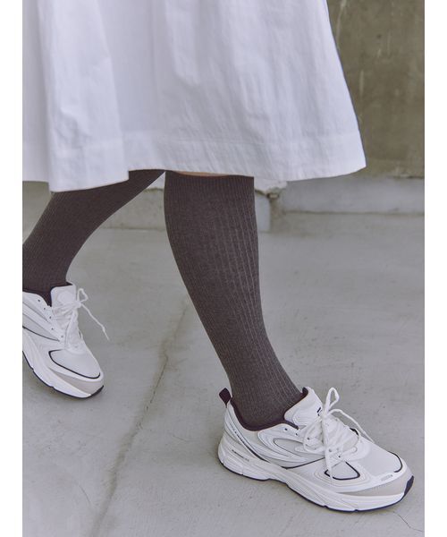 emmi(エミ)の「コットンリブハイソックス(ソックス/靴下・レディース・ライム/ブラウン/ダークグレー・F)」の2枚目の写真