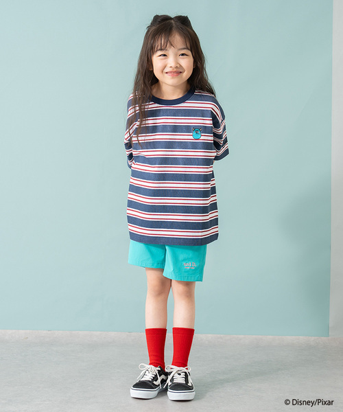 and D. petit main（アンドディープティマイン）の「【モンスターズ・インク】マルチボーダービッグ半T（Tシャツ/カットソー・キッズ・グリーン/ネイビー・100cm/110cm/120cm/130cm/140cm/150cm/90cm）」の2枚目の写真