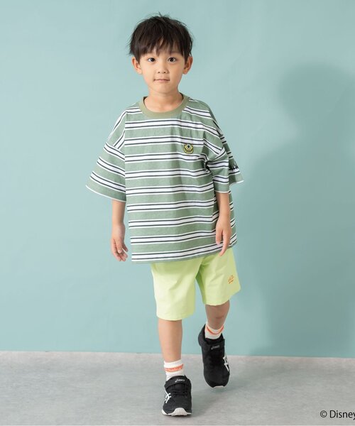 and D. petit main（アンドディープティマイン）の「【モンスターズ・インク】マルチボーダービッグ半T（Tシャツ/カットソー・キッズ・グリーン/ネイビー・100cm/110cm/120cm/130cm/140cm/150cm/90cm）」の7枚目の写真