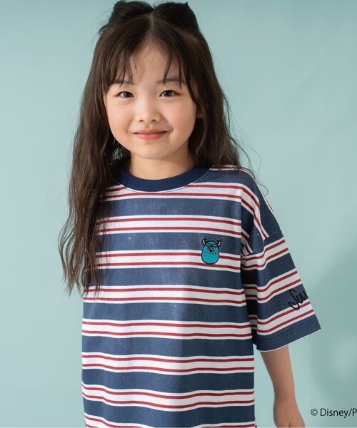 and D. petit main（アンドディープティマイン）の「【モンスターズ・インク】マルチボーダービッグ半T（Tシャツ/カットソー・キッズ・グリーン/ネイビー・100cm/110cm/120cm/130cm/140cm/150cm/90cm）」の10枚目の写真