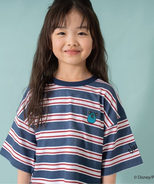 and D. petit main（アンドディープティマイン）の「【モンスターズ・インク】マルチボーダービッグ半T（Tシャツ/カットソー・キッズ・グリーン/ネイビー・100cm/110cm/120cm/130cm/140cm/150cm/90cm）」の11枚目の写真