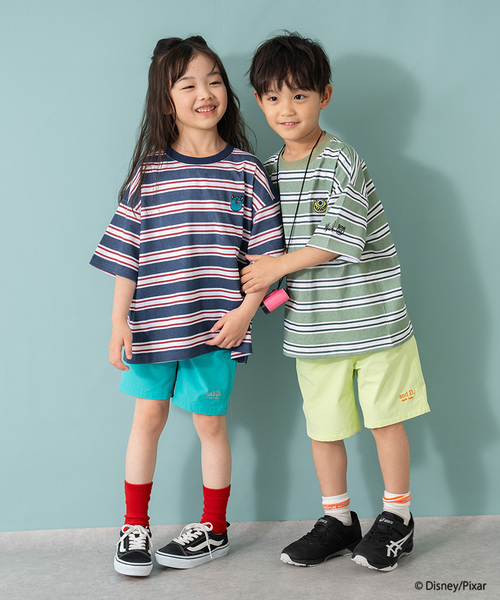 and D. petit main（アンドディープティマイン）の「【モンスターズ・インク】マルチボーダービッグ半T（Tシャツ/カットソー・キッズ・グリーン/ネイビー・100cm/110cm/120cm/130cm/140cm/150cm/90cm）」の18枚目の写真