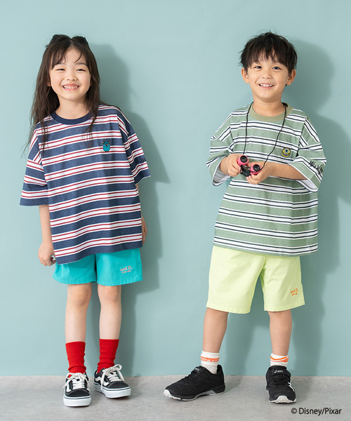 and D. petit main（アンドディープティマイン）の「【モンスターズ・インク】マルチボーダービッグ半T（Tシャツ/カットソー・キッズ・グリーン/ネイビー・100cm/110cm/120cm/130cm/140cm/150cm/90cm）」の19枚目の写真