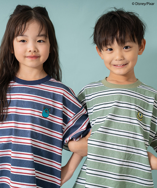 and D. petit main（アンドディープティマイン）の「【モンスターズ・インク】マルチボーダービッグ半T（Tシャツ/カットソー・キッズ・グリーン/ネイビー・100cm/110cm/120cm/130cm/140cm/150cm/90cm）」の20枚目の写真