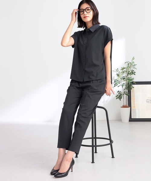 GALLORIA（ギャローリア）の「セットアップで着られる　タックテーパードパンツ（その他パンツ・レディース・モカ/チャコール・S/M/L/LL）」の7枚目の写真