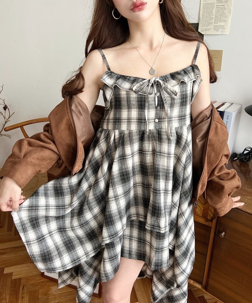 【即購入○】エムミーエメ　アーバンチェックキャミワンピース セール】チェックキャミワンピース（ワンピース）｜URBAN