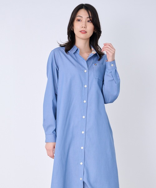 Arnold Palmer（アーノルドパーマー）の「裏ワザデニム イージーケア シャツワンピース（シャツワンピース・レディース・インディゴブルー/ライトブルー・S/L/M）」の3枚目の写真