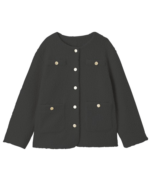 GeeRA（ジーラ）の「リングウールライクゴールドボタンノーカラージャケットコート（ノーカラージャケット・レディース・ブラック/アイボリー・MEDIUM/LARGE/X-LARGE）」の16枚目の写真