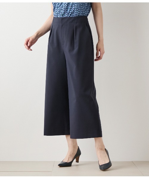 ニューヨーカー（NEWYORKER）/ウーステッドポリエステル ワンタックガウチョパンツ セール】ウーステッドポリエステル ワンタックガウチョパンツ（その他