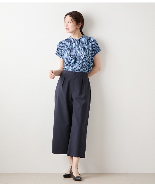 ウーステッドポリエステル ワンタックガウチョパンツ（その他パンツ