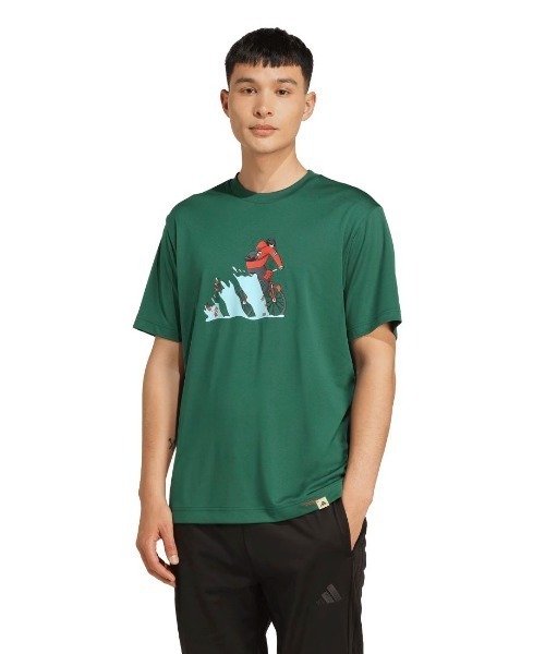 adidas（アディダス）の「アディダス adidas クライマクール ドゥードル ハント バイク グラフィック Tシャツ（Tシャツ/カットソー・メンズ・ブラック/グリーン/ホワイト・S/M/L/LL/3L）」の3枚目の写真