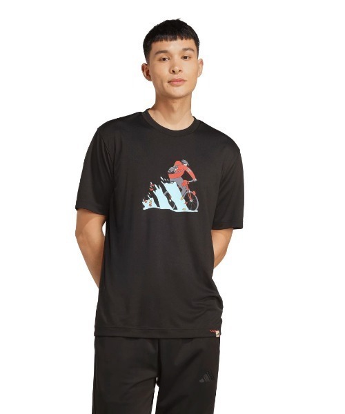adidas（アディダス）の「アディダス adidas クライマクール ドゥードル ハント バイク グラフィック Tシャツ（Tシャツ/カットソー・メンズ・ブラック/グリーン/ホワイト・S/M/L/LL/3L）」の2枚目の写真