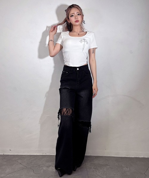 BLACKQUEEN(ブラッククイーン)の「【BLACKQUEEN】レースダメージデニムパンツ(デニムパンツ・レディース・ブルー/ブラック・S/M)」の11枚目の写真