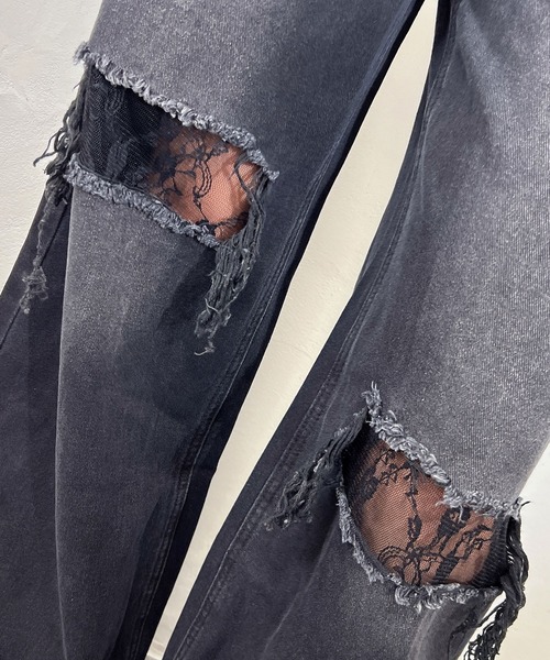 BLACKQUEEN(ブラッククイーン)の「【BLACKQUEEN】レースダメージデニムパンツ(デニムパンツ・レディース・ブルー/ブラック・S/M)」の13枚目の写真