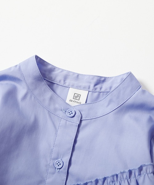 devirock（デビロック）の「ちょっぴり背伸び ふんわり ティアード 長袖 シャツワンピース（ワンピース・キッズ・ホワイト系/ブラック系/ブルー系・100cm/110cm/120cm/130cm/140cm/150cm/160cm）」の8枚目の写真