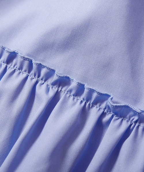 devirock（デビロック）の「ちょっぴり背伸び ふんわり ティアード 長袖 シャツワンピース（ワンピース・キッズ・ホワイト系/ブラック系/ブルー系・100cm/110cm/120cm/130cm/140cm/150cm/160cm）」の10枚目の写真