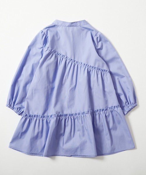 devirock（デビロック）の「ちょっぴり背伸び ふんわり ティアード 長袖 シャツワンピース（ワンピース・キッズ・ホワイト系/ブラック系/ブルー系・100cm/110cm/120cm/130cm/140cm/150cm/160cm）」の16枚目の写真