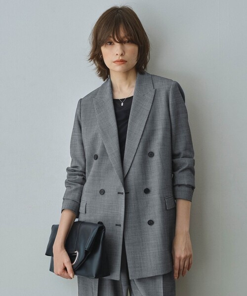 ICB(アイシービー)の「ウール2WAYストレッチ ダブルブレストジャケット(テーラードジャケット・レディース・スモーキーグリーン系/ブラック系9/ブラック系/ライトイエロー系・40/42/44/46/48)」の3枚目の写真
