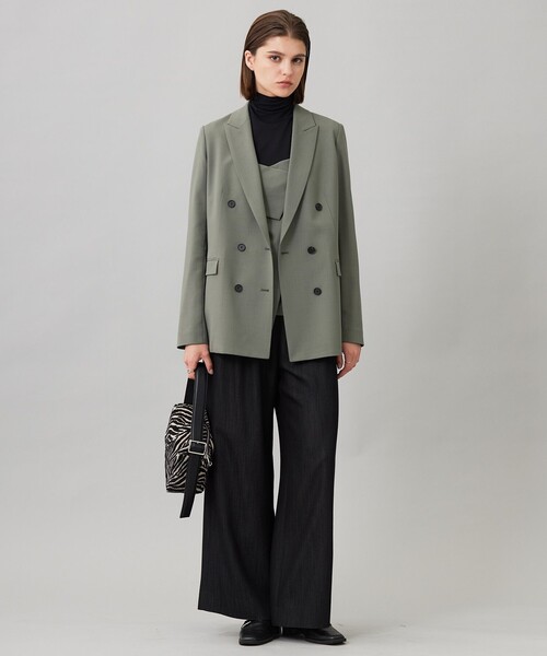 美品　ICB 【洗える】ウール2WAYストレッチ ダブルブレストジャケット セール】 【洗える】ウール2WAYストレッチ ダブルブレストジャケット