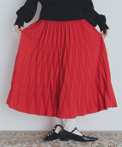 デザインプリーツロングスカート（スカート）｜manana suerte