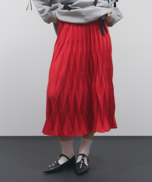 デザインプリーツロングスカート（スカート）｜manana suerte