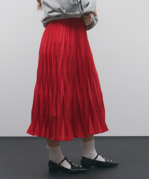 デザインプリーツロングスカート（スカート）｜manana suerte