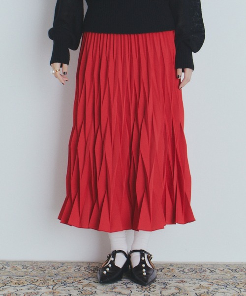 デザインプリーツロングスカート（スカート）｜manana suerte