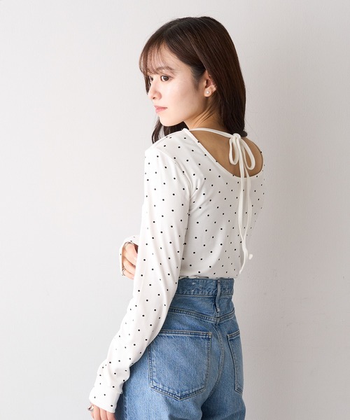 MAGASIN DE MODE Chou Chou（マガジンデモードシュシュ）の「【MAGASIN DE MODE Chou Chou】ドットリボン付きプルオーバー DTK（Tシャツ/カットソー・レディース・ブラック/オフホワイト/グレー・FREE）」の8枚目の写真