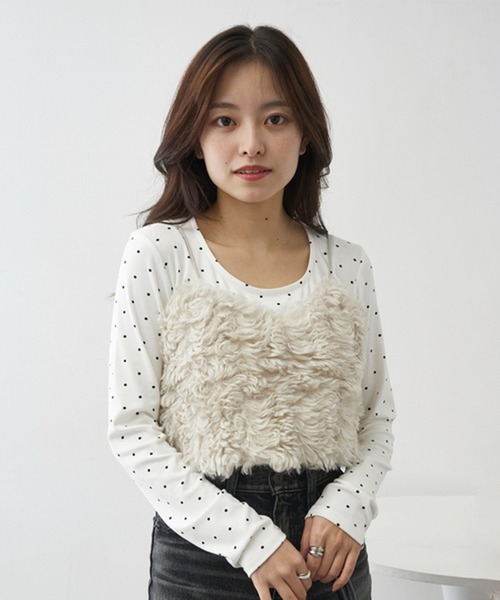 MAGASIN DE MODE Chou Chou（マガジンデモードシュシュ）の「【MAGASIN DE MODE Chou Chou】ドットリボン付きプルオーバー DTK（Tシャツ/カットソー・レディース・ブラック/オフホワイト/グレー・FREE）」の11枚目の写真