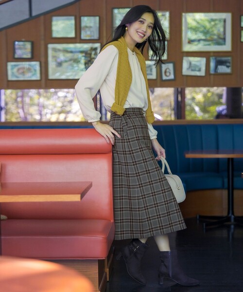 セール】ビューティサーモ2WAYストレッチチェック スカート（スカート