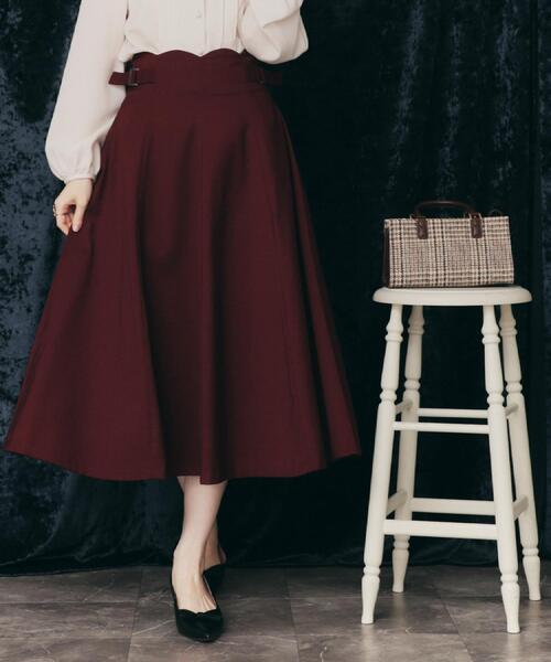 couture brooch（クチュールブローチ）の「【大人可愛い・通勤】スカラウエスト サイドベルト パネルスカート（スカート・レディース・ネイビー/ボルドー/アイボリー/ブラウン系その他・38/40/42）」の4枚目の写真