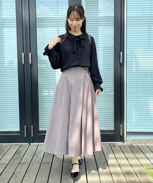 couture brooch（クチュールブローチ）の「【大人可愛い・通勤】スカラウエスト サイドベルト パネルスカート（スカート・レディース・ネイビー/ボルドー/アイボリー/ブラウン系その他・38/40/42）」の16枚目の写真