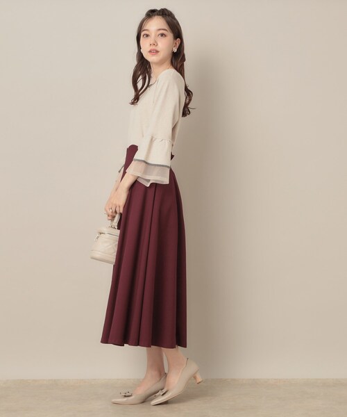 couture brooch（クチュールブローチ）の「【大人可愛い・通勤】スカラウエスト サイドベルト パネルスカート（スカート・レディース・ネイビー/ボルドー/アイボリー/ブラウン系その他・38/40/42）」の21枚目の写真