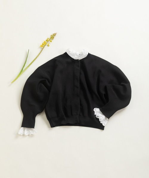 Dot&Stripes CHILD WOMAN(ドットアンドストライプス チャイルドウーマン)の「30/-天竺 コットンレースインナー(Tシャツ/カットソー・レディース・ホワイト/ブラック・FREE)」の17枚目の写真