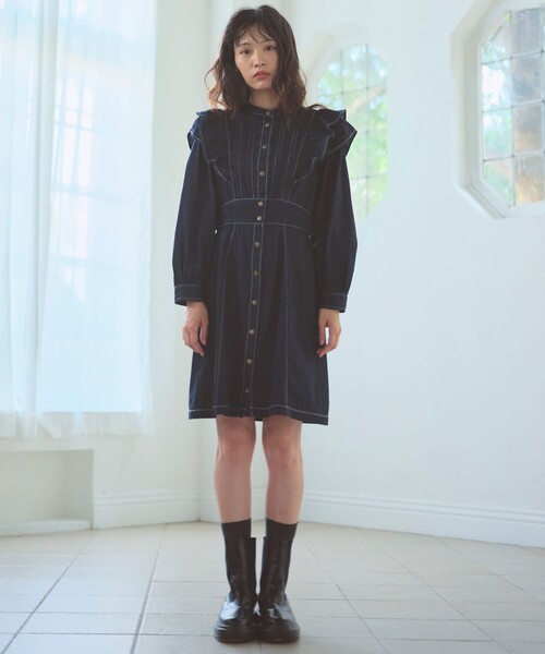 Feroux（フェルゥ）の「デニムミディ ワンピース（ワンピース・レディース・ブラック系/ネイビー系・SMALL/MEDIUM）」の8枚目の写真