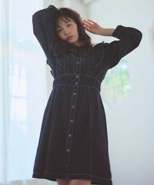 Feroux（フェルゥ）の「デニムミディ ワンピース（ワンピース・レディース・ブラック系/ネイビー系・SMALL/MEDIUM）」の10枚目の写真