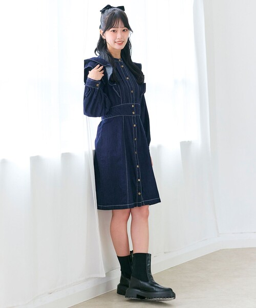 Feroux（フェルゥ）の「デニムミディ ワンピース（ワンピース・レディース・ブラック系/ネイビー系・SMALL/MEDIUM）」の12枚目の写真