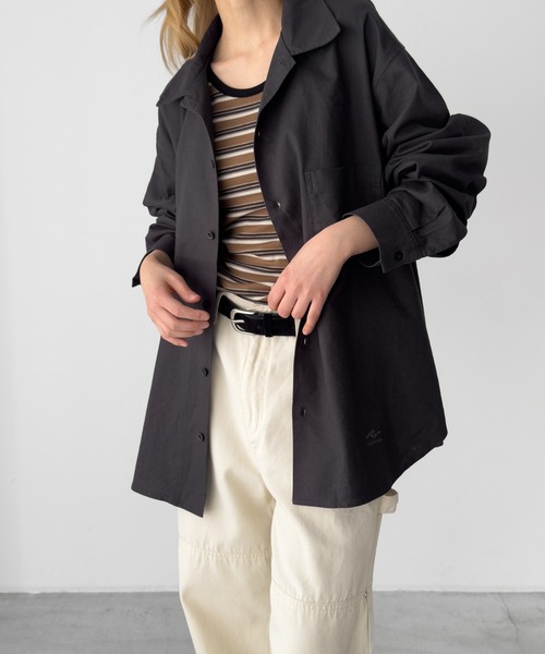 CANAL JEAN(キャナルジーン)の「ARMY TWILL コットンリネンユーティリティシャツ(シャツ/ブラウス・レディース・チャコールグレー・MEDIUM)」の1枚目の写真
