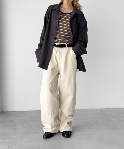 CANAL JEAN(キャナルジーン)の「ARMY TWILL コットンリネンユーティリティシャツ(シャツ/ブラウス・レディース・チャコールグレー・MEDIUM)」の5枚目の写真