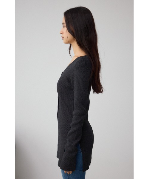 AZUL by moussy(アズールバイマウジー)の「Vネックリブニットカーディガン(カーディガン/ボレロ・レディース・ブラック/ダークグリーン/グレー・FREE)」の8枚目の写真