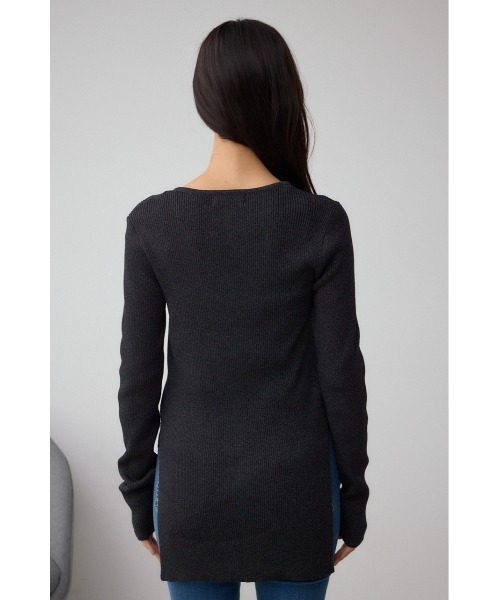 AZUL by moussy(アズールバイマウジー)の「Vネックリブニットカーディガン(カーディガン/ボレロ・レディース・ブラック/ダークグリーン/グレー・FREE)」の9枚目の写真
