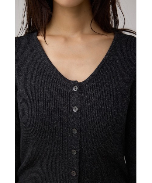AZUL by moussy(アズールバイマウジー)の「Vネックリブニットカーディガン(カーディガン/ボレロ・レディース・ブラック/ダークグリーン/グレー・FREE)」の10枚目の写真