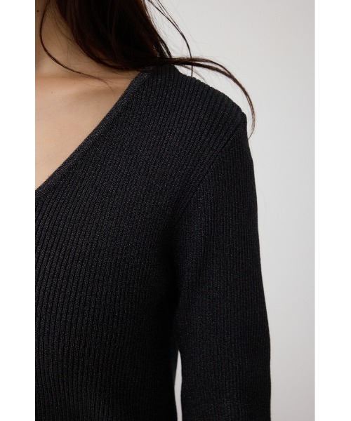 AZUL by moussy(アズールバイマウジー)の「Vネックリブニットカーディガン(カーディガン/ボレロ・レディース・ブラック/ダークグリーン/グレー・FREE)」の11枚目の写真