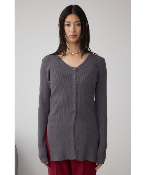 AZUL by moussy(アズールバイマウジー)の「Vネックリブニットカーディガン(カーディガン/ボレロ・レディース・ブラック/ダークグリーン/グレー・FREE)」の18枚目の写真