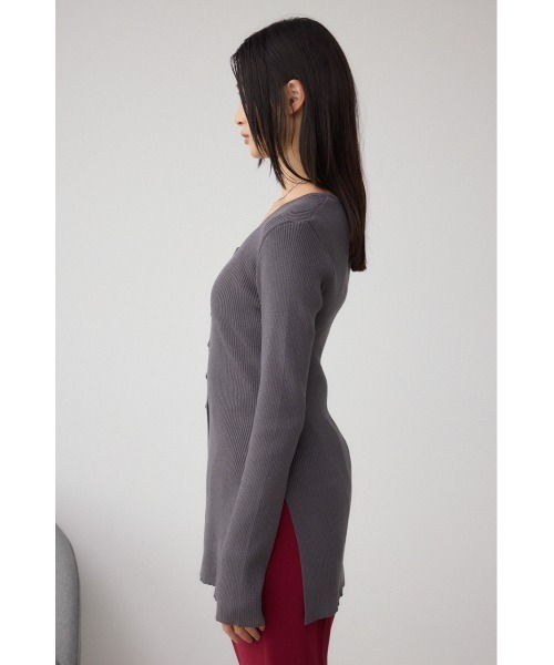 AZUL by moussy(アズールバイマウジー)の「Vネックリブニットカーディガン(カーディガン/ボレロ・レディース・ブラック/ダークグリーン/グレー・FREE)」の19枚目の写真