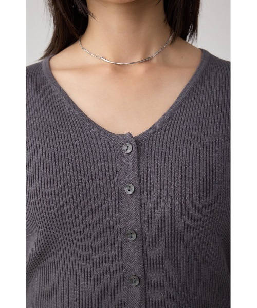 AZUL by moussy(アズールバイマウジー)の「Vネックリブニットカーディガン(カーディガン/ボレロ・レディース・ブラック/ダークグリーン/グレー・FREE)」の21枚目の写真