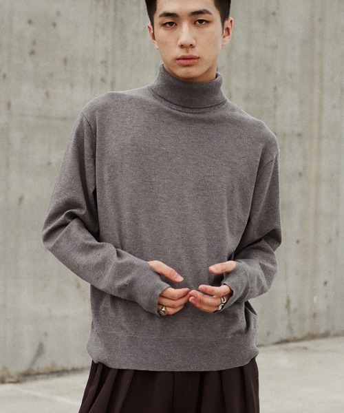リドム　クルーネックニット WYM LIDNM（ウィム バイ リドム）の「WOOL BLEND SMOOTH TURTLE NECK