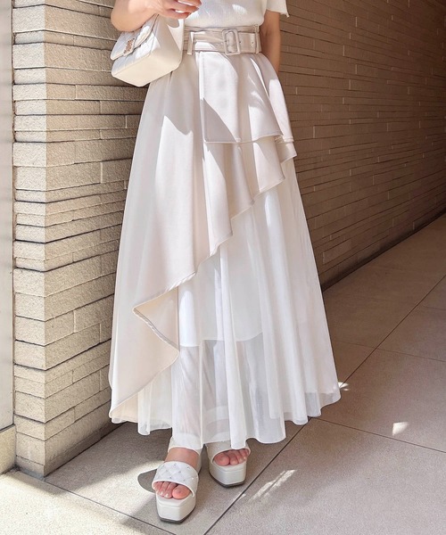 INGNI(イング)の「共ベルト付チュール切替アシメスカート(スカート・レディース・ブルー系6/ネイビー系/ブラック×ブラック/ベージュ系/グレー系その他6・FREE)」の20枚目の写真