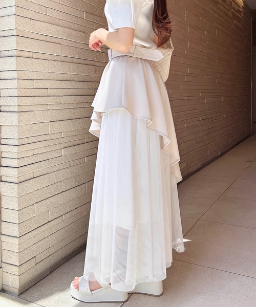 INGNI(イング)の「共ベルト付チュール切替アシメスカート(スカート・レディース・ブルー系6/ネイビー系/ブラック×ブラック/ベージュ系/グレー系その他6・FREE)」の21枚目の写真